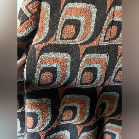 Vintage Abstract Print Orange and Brown Coat | Size 8 - Picture 8 of 8